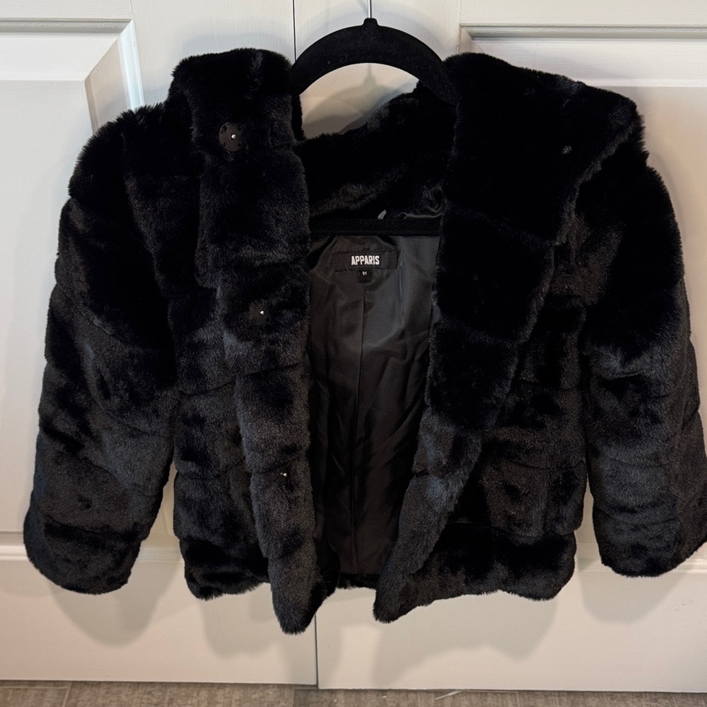 Apparis Black Faux Fur Kids Jacket